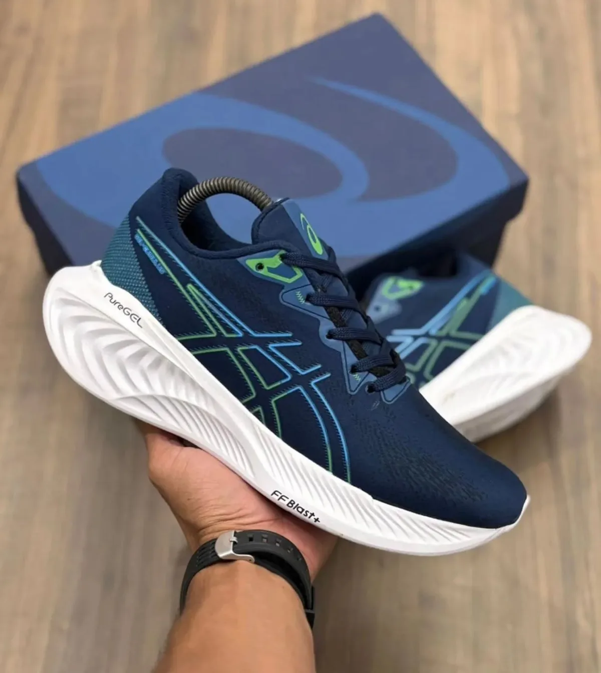 Asics Cumulus 25 azul-marinho, ângulo 1 de 2